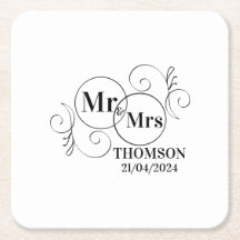 elegante mr & mrs monogramm schwarz-weiße Hochzeit