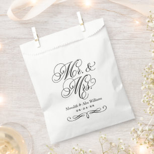 Elegante Mr und Mrs Kalligrafie-Monogramm-Hochzeit Geschenktütchen