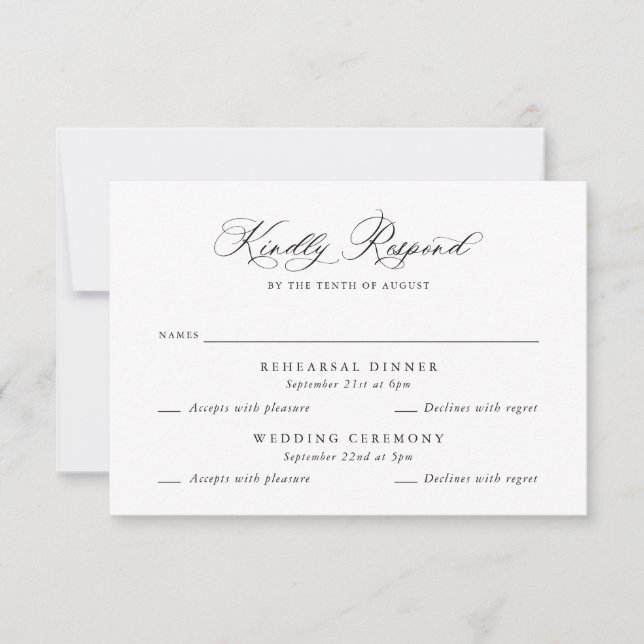 Elegante Multi Event Wedding Probe RSVP Card Einladung (Vorderseite)
