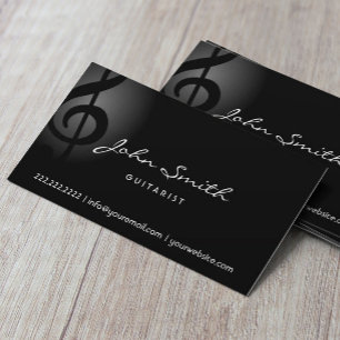Elegante Music Clef Gitarrist Dark Business Card Visitenkarte