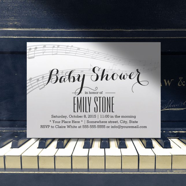 Elegante Musical Baby Shower Einladung (Von Creator hochgeladen)