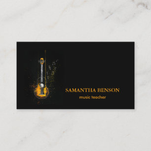 Elegante Musician Business Card mit Musical Guitar Visitenkarte