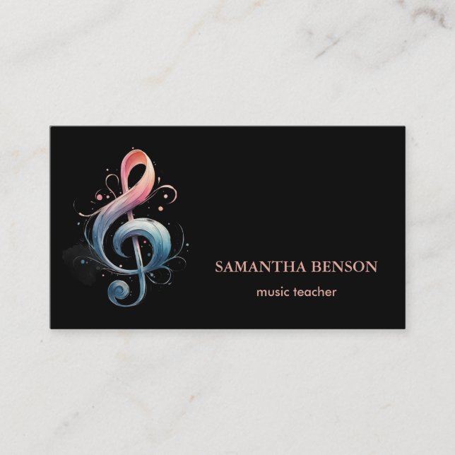 Elegante Musician Visitenkarte mit Musiknote (Vorderseite)
