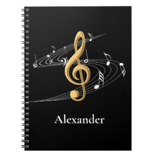 Elegante Musik Gold Treble Clef Personalisiert Sch Notizblock