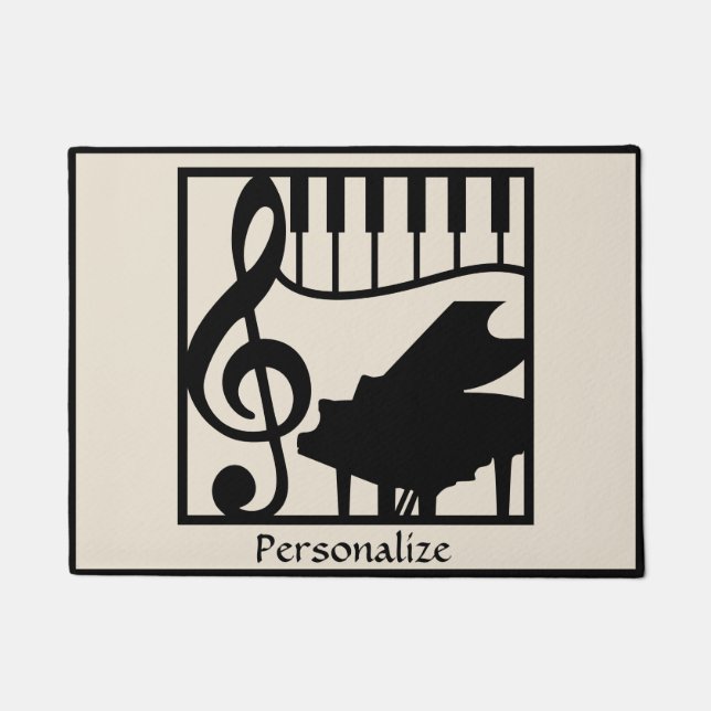 Elegante Musik Klavier Keyboard Notenschlüssel Sty Fußmatte (Vorderseite)