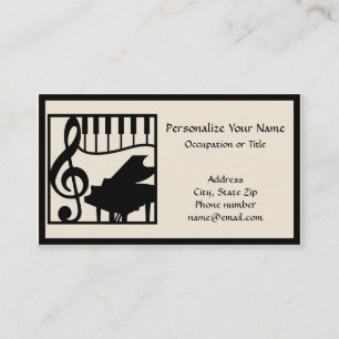 Elegante Musik Klavier Keyboard Notenschlüssel Sty Visitenkarte