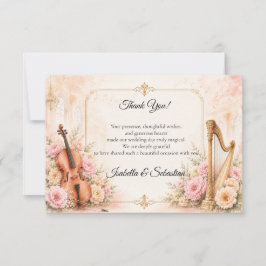 Elegante musikalische Hochzeit Dankeskarte