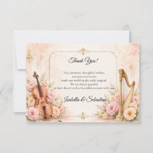 Elegante musikalische Hochzeit Dankeskarte
