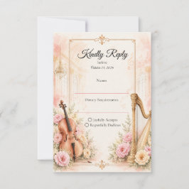 Elegante musikalische Hochzeit RSVP Karte