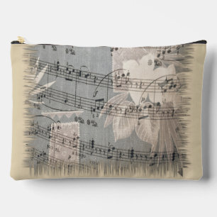 Elegante Musiknoten in Blau und Beige Zubehörtasche