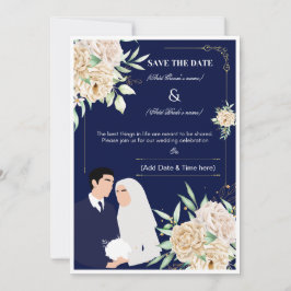 Elegante muslimische Hochzeitseinladung - Navy & G Einladung