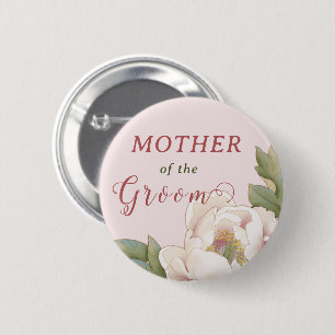 Elegante Mutter der Groom Blush Pink Bloral Aber Button