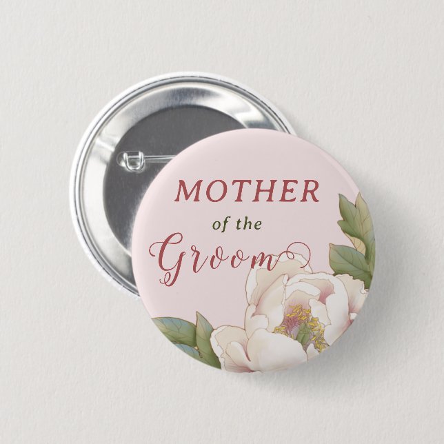 Elegante Mutter der Groom Blush Pink Bloral Aber Button (Vorne & Hinten)