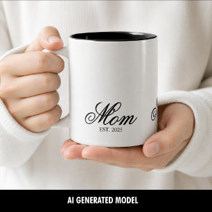 Elegante Mutter Gegründet Jahr Schwarz Schrift Zweifarbige Tasse