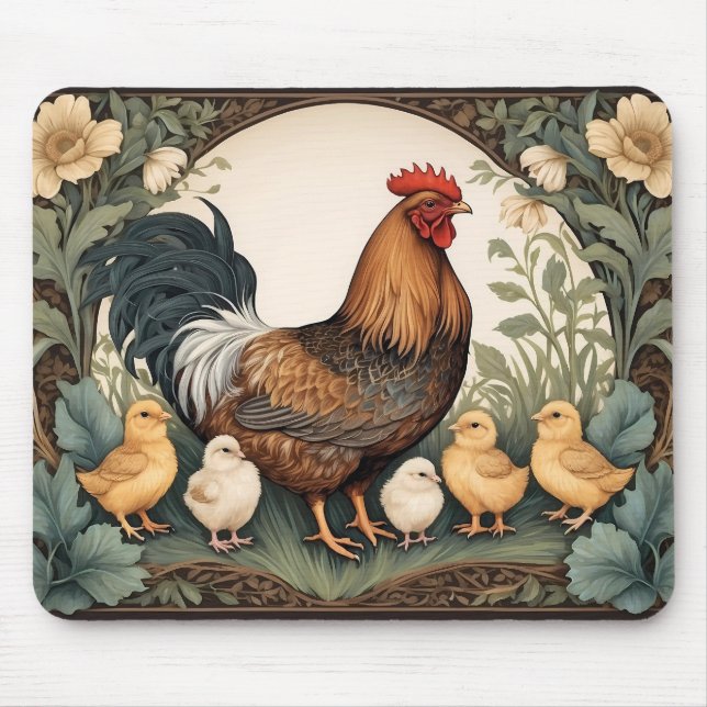 Elegante Mutter Hen mit Hühnern Mousepad (Vorne)