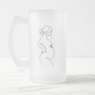 Elegante Mutter: schwangere Frauen Linie Kunst Mattglas Bierglas