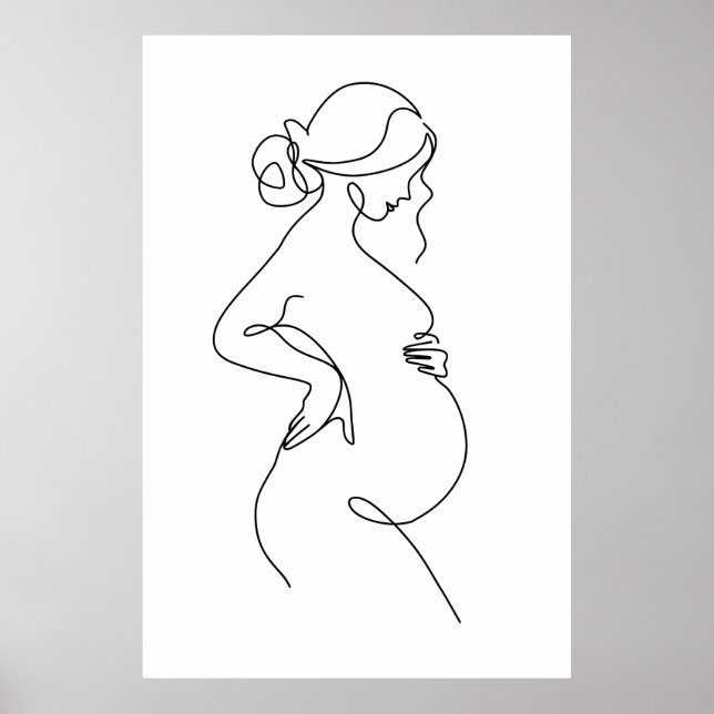 Elegante Mutter: schwangere Frauen Linie Kunst Poster (Vorne)