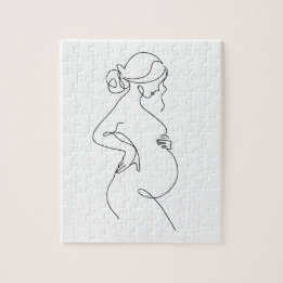 Elegante Mutter: schwangere Frauen Linie Kunst Puzzle