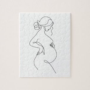 Elegante Mutter: schwangere Frauen Linie Kunst Puzzle