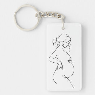 Elegante Mutter: schwangere Frauen Linie Kunst Schlüsselanhänger