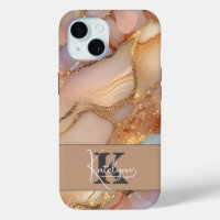 Elegante Mutter von Pearl and Gold Glitzer Monogra
