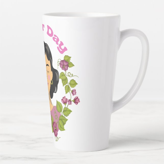  Elegante Muttertags-Blumen-Frauen-Illustration –  Milchtasse (Rechts)