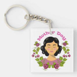 Elegante Muttertags-Blumen-Frauen-Illustration – Schlüsselanhänger