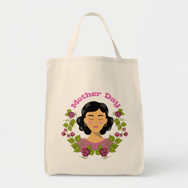  Elegante Muttertags-Blumen-Frauen-Illustration –  Tragetasche (Vorne)