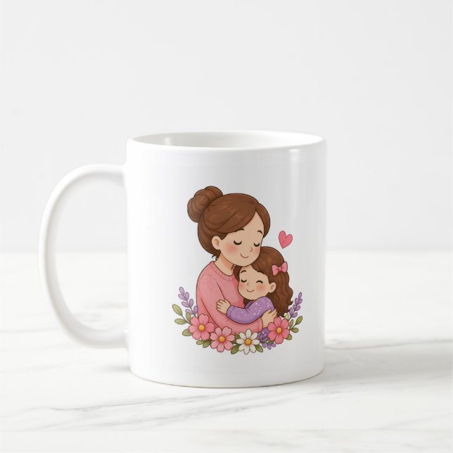 Elegante Muttertags-Blumenaufkleber Kaffeetasse (Links)
