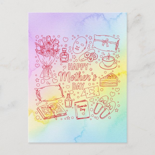 Elegante Muttertags-Kunst Postkarte (Vorderseite)
