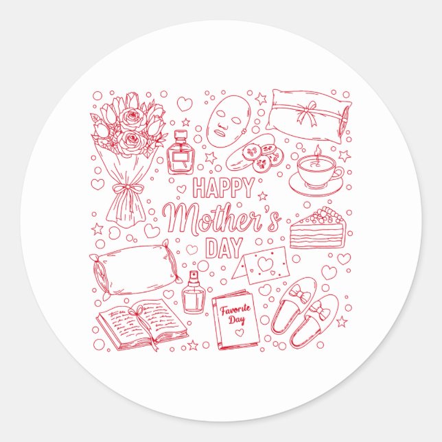 Elegante Muttertags-Kunst Runder Aufkleber (Vorderseite)