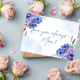 Elegante Muttertagskarte mit floraler Wasserfarbe Dankeskarte