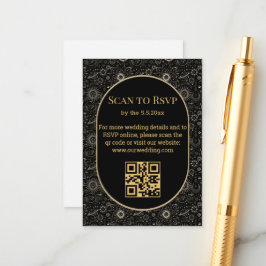 elegante mystische Hochzeit rsvp qr Code schwarz g Begleitkarte