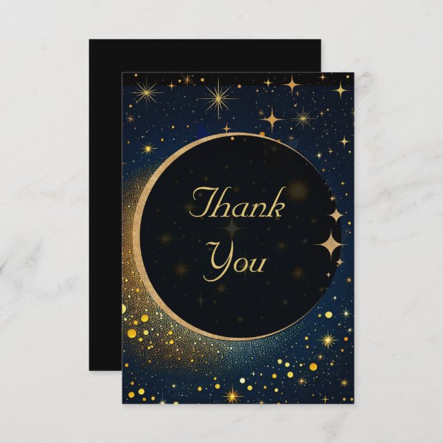 Elegante mystische Mondhochzeit Dankeskarte (Vorne/Hinten)