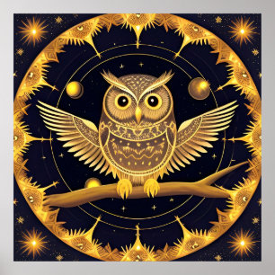 Elegante Nacht-Eule-Illustration Poster