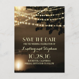 elegante Nachtlichterketten, Save-the-Date-Postkar Ankündigungspostkarte