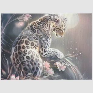Elegante Nachtsafari-Blumen-Leoparden-Decoupage Seidenpapier