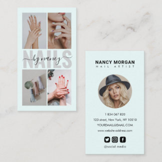 Elegante Nageldesignerin Typografie Foto-Collage B Visitenkarte