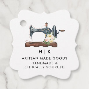 Elegante Nähmaschine Blumenmatailor Hang Tag Geschenkanhänger