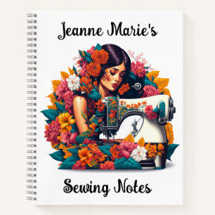 Elegante Nähmaschine für Damen Tropische Blumen Notizbuch