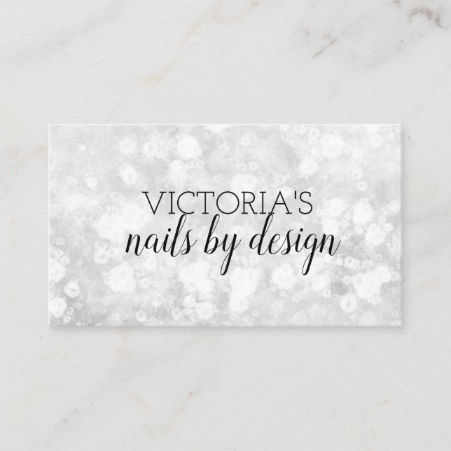 Elegante Nail Tech Marble Glitzer Business Card Visitenkarte (Vorderseite)