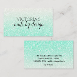 Elegante Nail Tech Mint Green Glitzer Business Car Visitenkarte