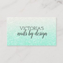 Elegante Nail Tech Mint Green Glitzer Business Car Visitenkarte