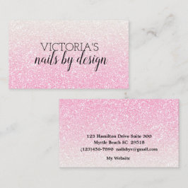 Elegante Nail Tech Pink Glitzer Business Card Visitenkarte