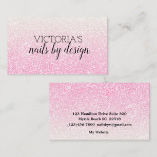 Elegante Nail Tech Pink Glitzer Business Card Visitenkarte