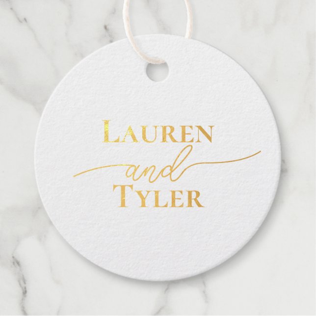 Elegante Namen Mit Monogramm Einladungen für Hochz Geschenkanhänger (Vorderseite)