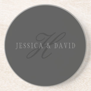Elegante Namen & Monogramm   Dunkle & helle Grautö Getränkeuntersetzer