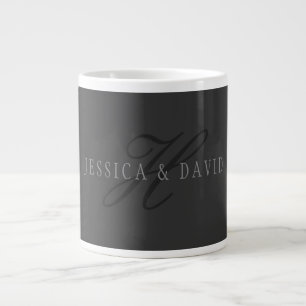 Elegante Namen & Monogramm   Dunkle & helle Grautö Jumbo-Tasse