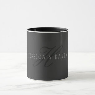 Elegante Namen & Monogramm Dunkle & helle Grautö Tasse