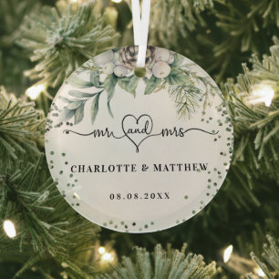 Elegante Namen von Herrn und Frau neu Vermählte Ke Ornament Aus Glas